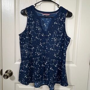 Tommy Hilfiger Navy Blue Anchor Print Sleeveless Top EUC